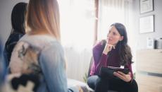 Two people in couples counseling 