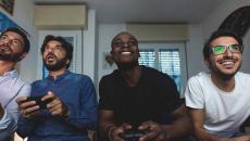 Friends playing video games 