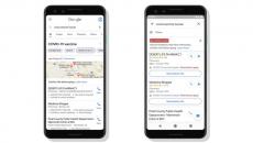 Google vaccine info examples on two phone screens