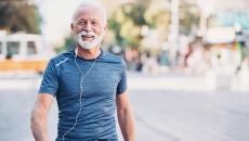 Man on a walk with headphones