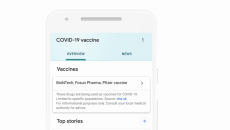 Google phone screen example listing COVID-19 vaccines