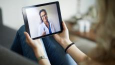 Patient doing telehealth on a tablet