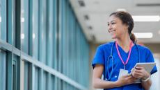 Nurse standing in the clinical setting