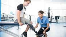 Physical therapist working with a patient