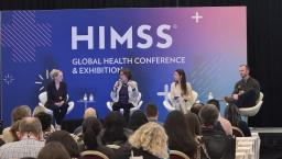 Group shot: Alex McLeod of InterSystems, Gaye Bok of Mass General Brigham, Megan Zweig of Rock Health Advisory and Dan Gannon of iRhythm Technologies.