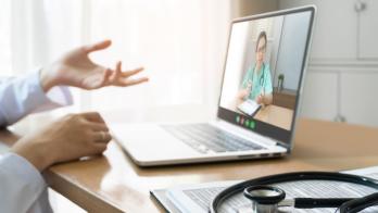 Person talking to a telehealth provider