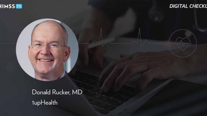 Dr. Don Rucker at 1upHealth_Physician at laptop with medical data Photo by Tippapatt/iStock/Getty Images Plus