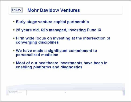 Mohr Davidow Ventures Personalized Medicine