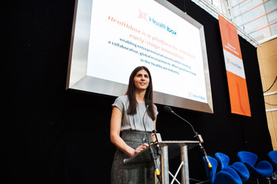 Healthbox CEO Nina Nashif speaks at the Innovation Day in London.