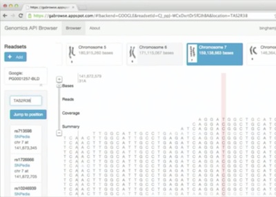 Google's genomics browser, from a video the company released last year.